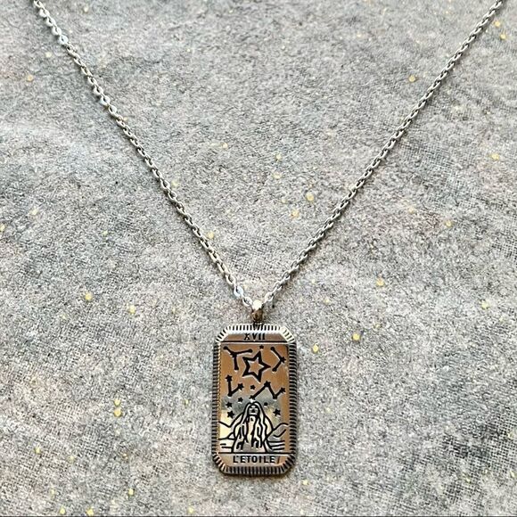 Star Silver Tarot Card Tarnish-Free Stainless Steel Necklace - Picture 3 of 8